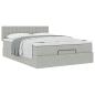 Preview: Ottoman-Bett mit Matratze Hellgrau 140x190 cm Samt