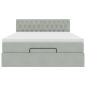 Preview: Ottoman-Bett mit Matratze & LEDs Hellgrau 140x190 cm Samt
