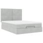 Preview: Ottoman-Bett mit Matratzen & LEDs Hellgrau 140x190 cm Samt