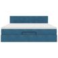 Preview: Ottoman-Bett mit Matratzen & LED Dunkelblau 200x200 cm Samt