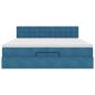 Preview: Ottoman-Bett mit Matratzen & LED Dunkelblau 200x200 cm Samt