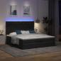 Preview: Ottoman-Bett mit Matratzen & LEDs Schwarz 200x200 cm Samt