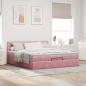 Preview: Ottoman-Bett mit Matratze Rosa 200x200 cm Samt