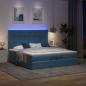 Preview: Ottoman-Bett mit Matratzen & LED Dunkelblau 200x200 cm Samt