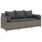 Preview: ARDEBO.de - Gartensofa mit Kissen 3-Sitzer Grau Poly Rattan