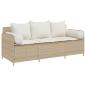 Preview: Gartensofa mit Kissen 3-Sitzer Beige Poly Rattan