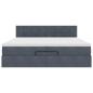 Preview: Ottoman-Bett mit Matratzen & LEDs Dunkelgrau 200x200 cm Samt