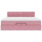 Preview: Ottoman-Bett mit Matratzen & LEDs Rosa 200x200 cm Samt