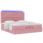 Preview: Ottoman-Bett mit Matratzen & LEDs Rosa 200x200 cm Samt