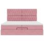Preview: Ottoman-Bett mit Matratzen & LEDs Rosa 200x200 cm Samt