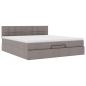 Preview: ARDEBO.de - Ottoman-Bett mit Matratze & LEDs Taupe 160x200 cm Stoff