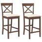 Preview: Barhocker mit Kissen 2 Stk. Braun Massivholz Gummibaum