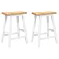 Preview: Barhocker 2 Stk. Weiß Massivholz Gummibaum