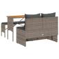 Preview: 3-tlg. Garten-Essgruppe mit Kissen Grau Poly Rattan