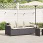 Preview: ARDEBO.de - Gartensofa mit Kissen 3-Sitzer Schwarz Poly Rattan