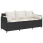 Preview: Gartensofa mit Kissen 3-Sitzer Schwarz Poly Rattan