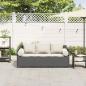 Preview: Gartensofa mit Kissen 3-Sitzer Schwarz Poly Rattan