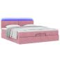 Preview: Ottoman-Bett mit Matratzen & LEDs Rosa 200x200 cm Samt