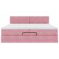 Preview: Ottoman-Bett mit Matratzen & LEDs Rosa 200x200 cm Samt