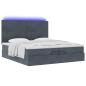 Preview: Ottoman-Bett mit Matratzen & LEDs Dunkelgrau 200x200 cm Samt