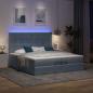 Preview: Ottoman-Bett mit Matratzen & LEDs Dunkelgrau 200x200 cm Samt