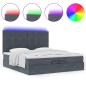 Preview: Ottoman-Bett mit Matratzen & LEDs Dunkelgrau 200x200 cm Samt