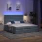Preview: Ottoman-Bett mit Matratzen & LEDs Dunkelgrau 200x200 cm Samt