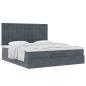 Preview: Ottoman-Bett mit Matratzen & LEDs Dunkelgrau 200x200 cm Samt