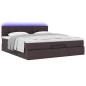 Preview: Ottoman-Bett mit Matratze & LEDs Dunkelbraun 160x200 cm Stoff