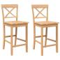 Preview: Barhocker 2 Stk. Natur Massivholz Gummibaum