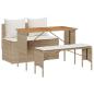 Preview: 3-tlg. Garten-Essgruppe mit Kissen Beige Poly Rattan