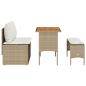 Preview: 3-tlg. Garten-Essgruppe mit Kissen Beige Poly Rattan