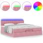 Preview: Ottoman-Bett mit Matratzen & LEDs Rosa 200x200 cm Samt