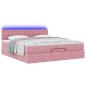 Preview: Ottoman-Bett mit Matratzen & LEDs Rosa 200x200 cm Samt
