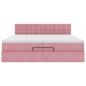 Preview: Ottoman-Bett mit Matratzen & LEDs Rosa 200x200 cm Samt