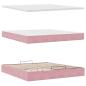 Preview: Ottoman-Bett mit Matratzen & LEDs Rosa 200x200 cm Samt