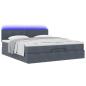 Preview: Ottoman-Bett mit Matratzen & LEDs Dunkelgrau 200x200 cm Samt
