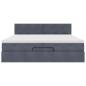 Preview: Ottoman-Bett mit Matratzen & LEDs Dunkelgrau 200x200 cm Samt