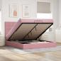 Preview: ARDEBO.de - Ottoman-Bett mit Matratzen & LEDs Rosa 200x200 cm Samt