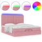 Preview: Ottoman-Bett mit Matratzen & LEDs Rosa 200x200 cm Samt