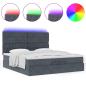 Preview: Ottoman-Bett mit Matratzen & LEDs Dunkelgrau 200x200 cm Samt