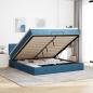 Preview: ARDEBO.de - Ottoman-Bett mit Matratze Dunkelblau 200x200 cm Samt