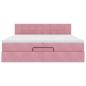 Preview: Ottoman-Bett mit Matratze Rosa 200x200 cm Samt