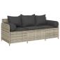 Preview: Gartensofa mit Kissen 3-Sitzer Hellgrau Poly Rattan