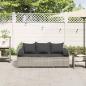 Preview: Gartensofa mit Kissen 3-Sitzer Hellgrau Poly Rattan