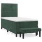 Preview: Boxspringbett mit Matratze Dunkelgrün 90x190 cm Samt