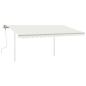Preview: Markise Manuell Einziehbar mit Pfosten 4,5x3 m Creme
