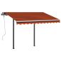 Preview: Markise Manuell Einziehbar mit Pfosten 3x2,5 m Orange Braun