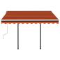 Preview: Markise Manuell Einziehbar mit Pfosten 3x2,5 m Orange Braun