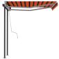 Preview: Markise Manuell Einziehbar mit Pfosten 3x2,5 m Orange Braun